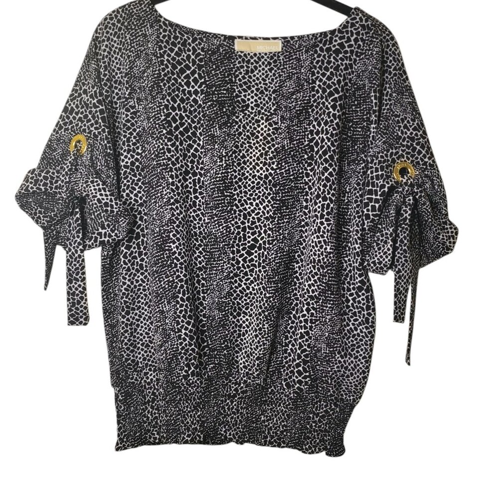 Women's NWT MICHAEL Michael Kors BlackWhite Spring Summer Career Blouse Sz Small